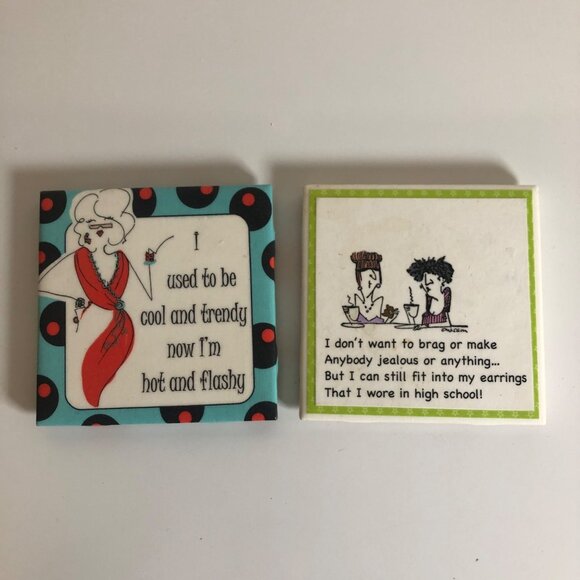Gema Coasters Set Of 2 Handmade Humorous Beverage Functional Gift - Picture 1 of 6